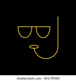 Yellow line icon of Diving Mask on black background. EPS-10.