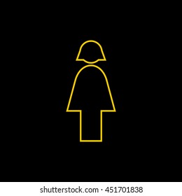 Yellow line icon of Female on black background. EPS-10.