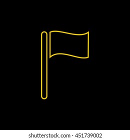 Yellow line icon of Flag on black background. EPS-10.