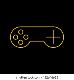 Yellow line icon of Game Remote on black background. EPS-10.