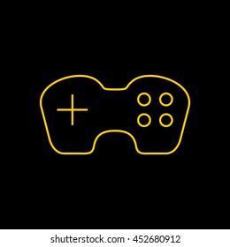 Yellow line icon of Game Remote on black background. EPS-10.