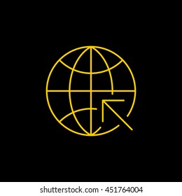 Yellow line icon of Go To Web on black background. EPS-10.