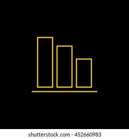 Yellow line icon of Graph on black background. EPS-10.