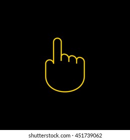 Yellow line icon of Hand on black background. EPS-10.