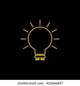 Yellow line icon of Idea on black background. EPS-10.