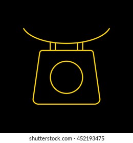 Yellow line icon of Kitchen Scale on black background. EPS-10.