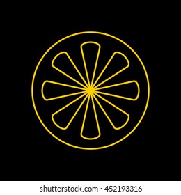 Yellow line icon of Lemon  on black background. EPS-10.