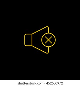Yellow line icon of Mute on black background. EPS-10.