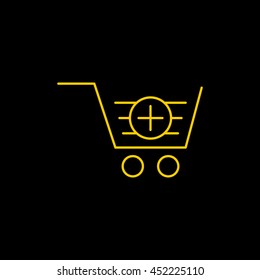 Yellow line icon of  on black background. EPS-10.