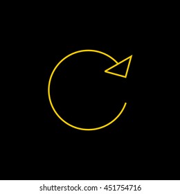 Yellow line icon of Reload on black background. EPS-10.