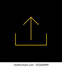Yellow line icon of Upload on black background. EPS-10.