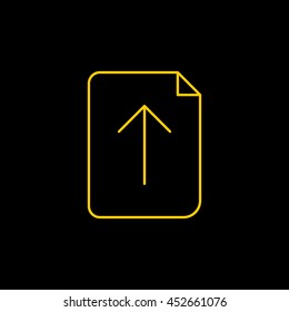 Yellow line icon of Upload on black background. EPS-10.