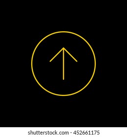 Yellow line icon of Upload on black background. EPS-10.