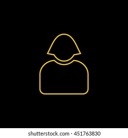 Yellow line icon of User on black background. EPS-10.