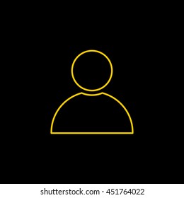 Yellow line icon of User on black background. EPS-10.