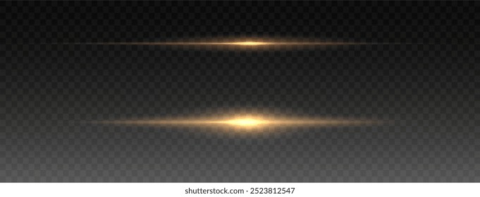 Yellow line light effect. Golden glowing neon lines. The golden glow of dust and glare. Flash of light. gold dust bokeh. Gold confetti shimmers on a dark background.
