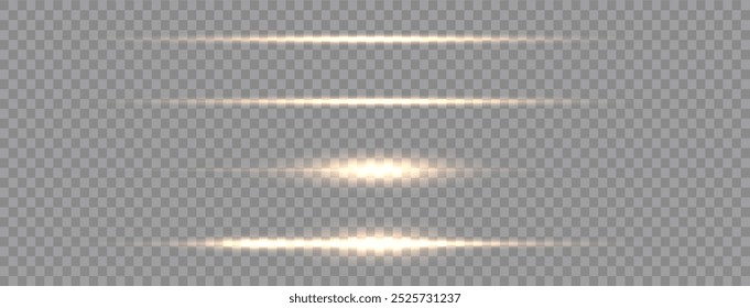 Yellow line light effect. Golden glowing neon lines. The golden glow of dust and glare. Flash of light. gold dust bokeh. Gold confetti shimmers on a dark background.