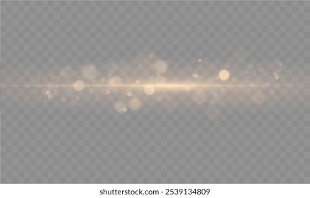 Efeito de luz de linha amarela. Linhas de néon brilhantes douradas. O brilho dourado de poeira e brilho. Flash de luz. ouro pó bokeh. Confetes dourados brilham sobre um fundo escuro.