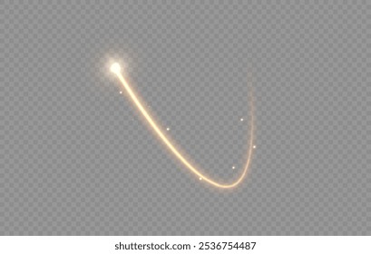 
Yellow line of light. Light trail wave, fire path trace line and effect curve rotation. White motion effect. Pink special effect, speed police line. Road magic of moving fast lines. The comet is flyi
