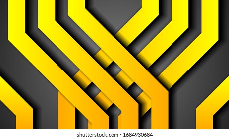 Yellow Line Modern Abstract Material Background With Shadows Vector