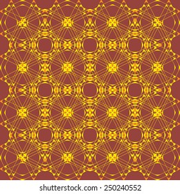 yellow line ornament on brown background