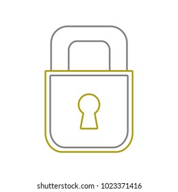yellow line padlock object to security and protection symbol