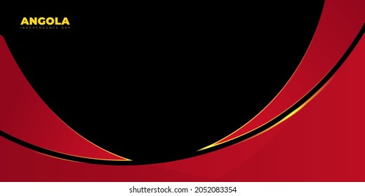 Yellow line in Red Abstract shape design with black background. Angola Independence day background. Good template for Angola National Event design.