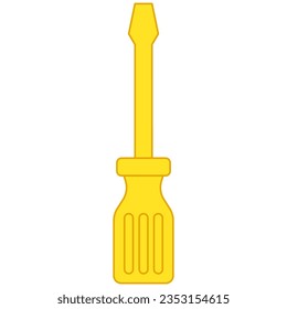 Yellow line screwdriver. Vector illustration with construction theme. Labor.