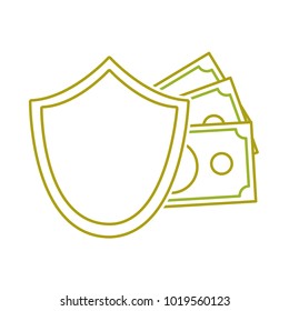 yellow line shield security with bills cash money