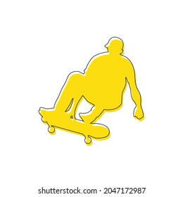 yellow line skateboard, line stylized concept, silhouette-vector