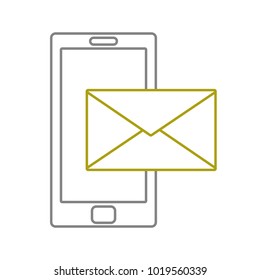 yellow line smartphone technology with text letter message