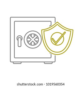yellow line strong box object with shield security