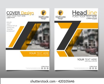 Yellow line technology annual report brochure flyer design template vector, Leaflet cover presentation abstract geometric background, layout in A4 size