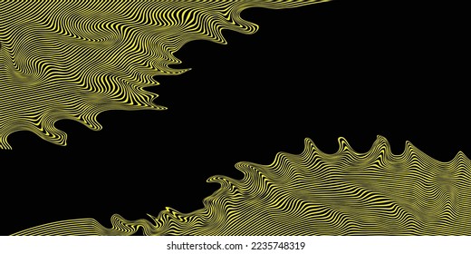 Yellow line wave and black background