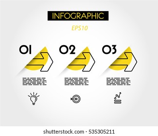 yellow linear infographic outline arrows, outline concept