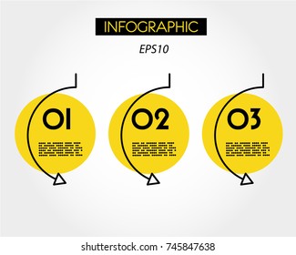 yellow linear infographic vertical arrows with rings, linear concept