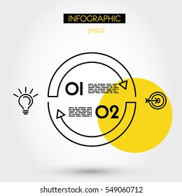 yellow linear infographics circle arcs,m two options