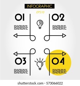 yellow linear infographics template with curves, four options