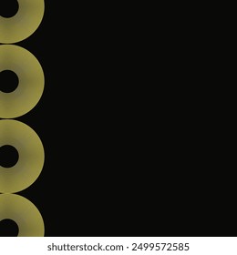 Yellow lined circles and black vector background