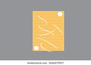 Papel de nota forrado amarillo con garabatos blancos y agujeros ilustración