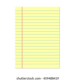 Yellow Lined Paper. Notebook Paper Vector Illustration