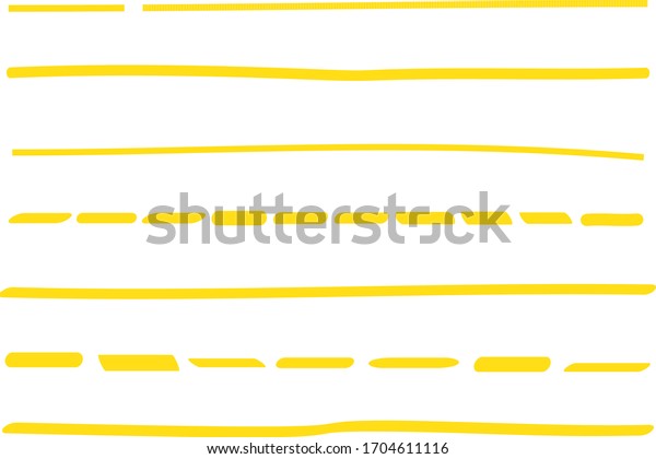 Yellow\
lines hand drawn vector set isolated on white background.\
Collection of doodle lines, hand drawn template. Yellow marker and\
grunge brush stroke lines, vector\
illustration