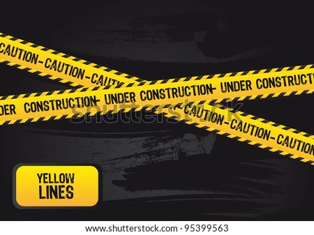 yellow lines with under construction text, grunge. vector