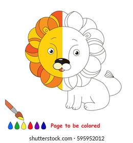 The Yellow Lion, the coloring book to educate preschool kids with easy gaming level, the kid educational game to color the colorless half by sample.