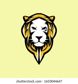 Yellow Lion Head Mascot, Lion Head Logo