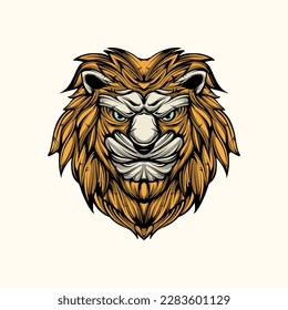 YELLOW LION HEAD VECTOR ILLUSTRATION