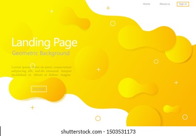 Yellow liquid abstract background with flower shape. Modern yellow background for web, landing page, wallpaper. Business header for social media on trendy page. vector illustration