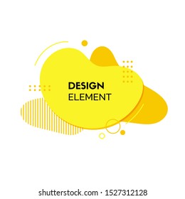 Yellow liquid abstract design element. Vector fluid shape. For dynamic motion design banners, landing pages, social media posts
