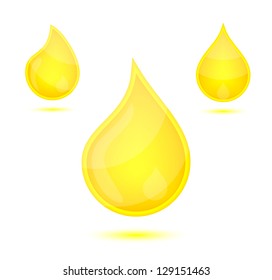 Yellow liquid drops icon emblem, vector illustration