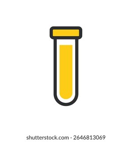 Líquido amarelo preenche laboratório ícone do tubo de ensaio isolado